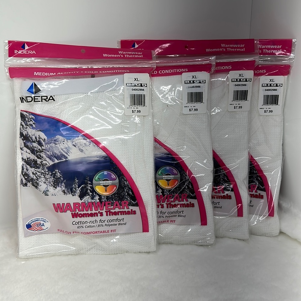 NWT  4 pcs Bundle Indera Warmwear Women’s Thermal XL White